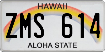 HI license plate ZMS614