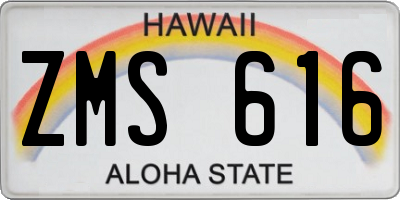 HI license plate ZMS616