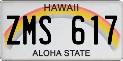 HI license plate ZMS617