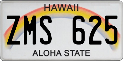 HI license plate ZMS625