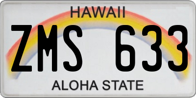 HI license plate ZMS633