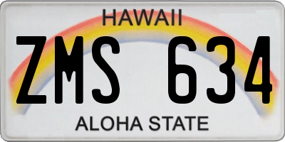 HI license plate ZMS634