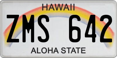 HI license plate ZMS642