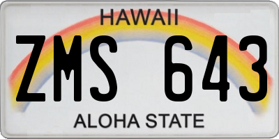 HI license plate ZMS643