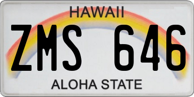 HI license plate ZMS646