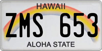 HI license plate ZMS653