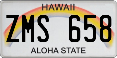 HI license plate ZMS658