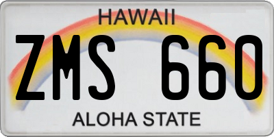 HI license plate ZMS660