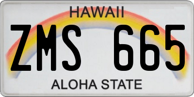 HI license plate ZMS665