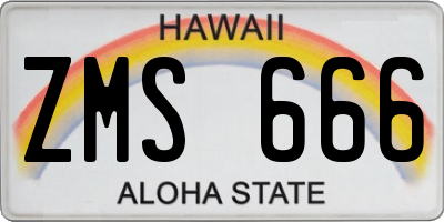HI license plate ZMS666