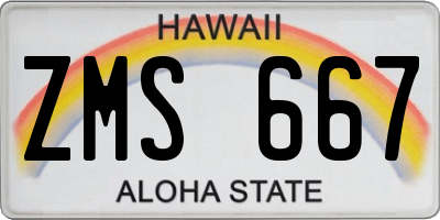 HI license plate ZMS667