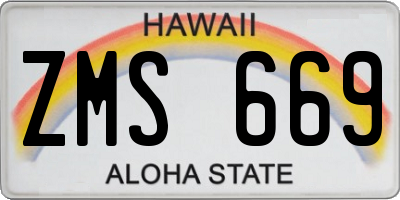HI license plate ZMS669