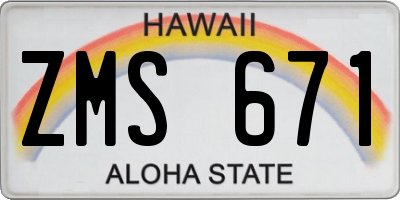 HI license plate ZMS671