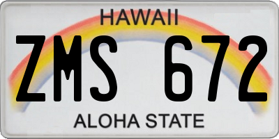 HI license plate ZMS672