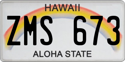 HI license plate ZMS673