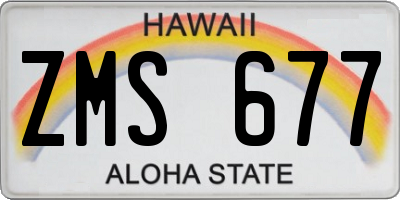 HI license plate ZMS677