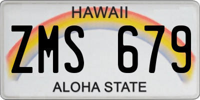 HI license plate ZMS679