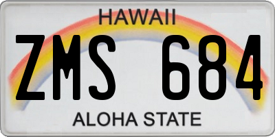 HI license plate ZMS684