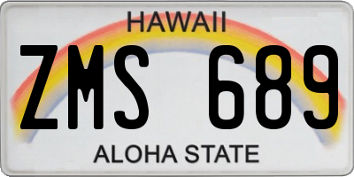 HI license plate ZMS689