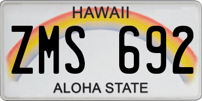 HI license plate ZMS692