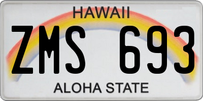 HI license plate ZMS693