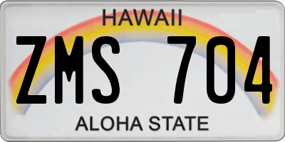 HI license plate ZMS704