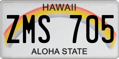 HI license plate ZMS705