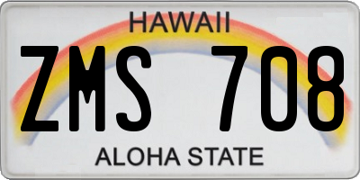 HI license plate ZMS708