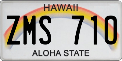 HI license plate ZMS710