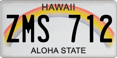 HI license plate ZMS712