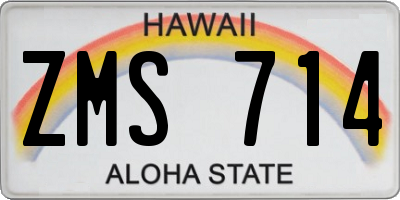 HI license plate ZMS714