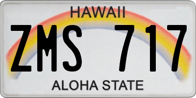 HI license plate ZMS717