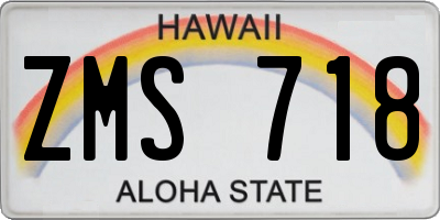 HI license plate ZMS718