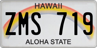 HI license plate ZMS719