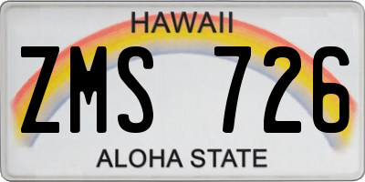 HI license plate ZMS726