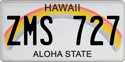 HI license plate ZMS727