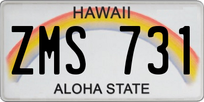 HI license plate ZMS731