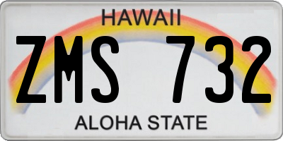HI license plate ZMS732