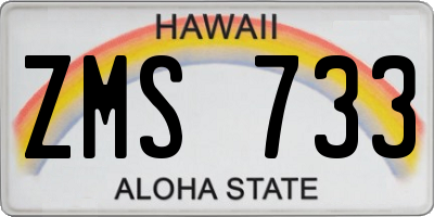 HI license plate ZMS733