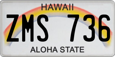 HI license plate ZMS736
