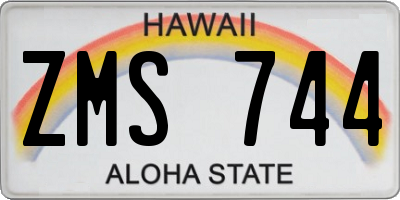 HI license plate ZMS744