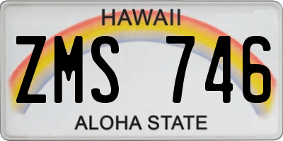 HI license plate ZMS746