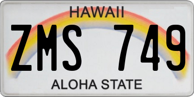 HI license plate ZMS749