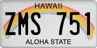 HI license plate ZMS751