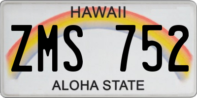 HI license plate ZMS752