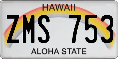 HI license plate ZMS753