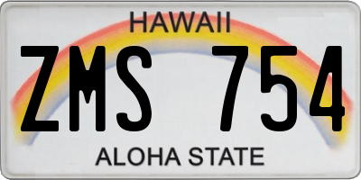 HI license plate ZMS754