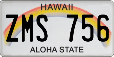 HI license plate ZMS756