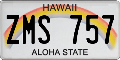 HI license plate ZMS757