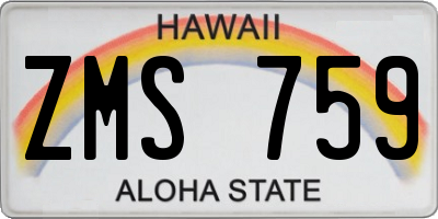 HI license plate ZMS759